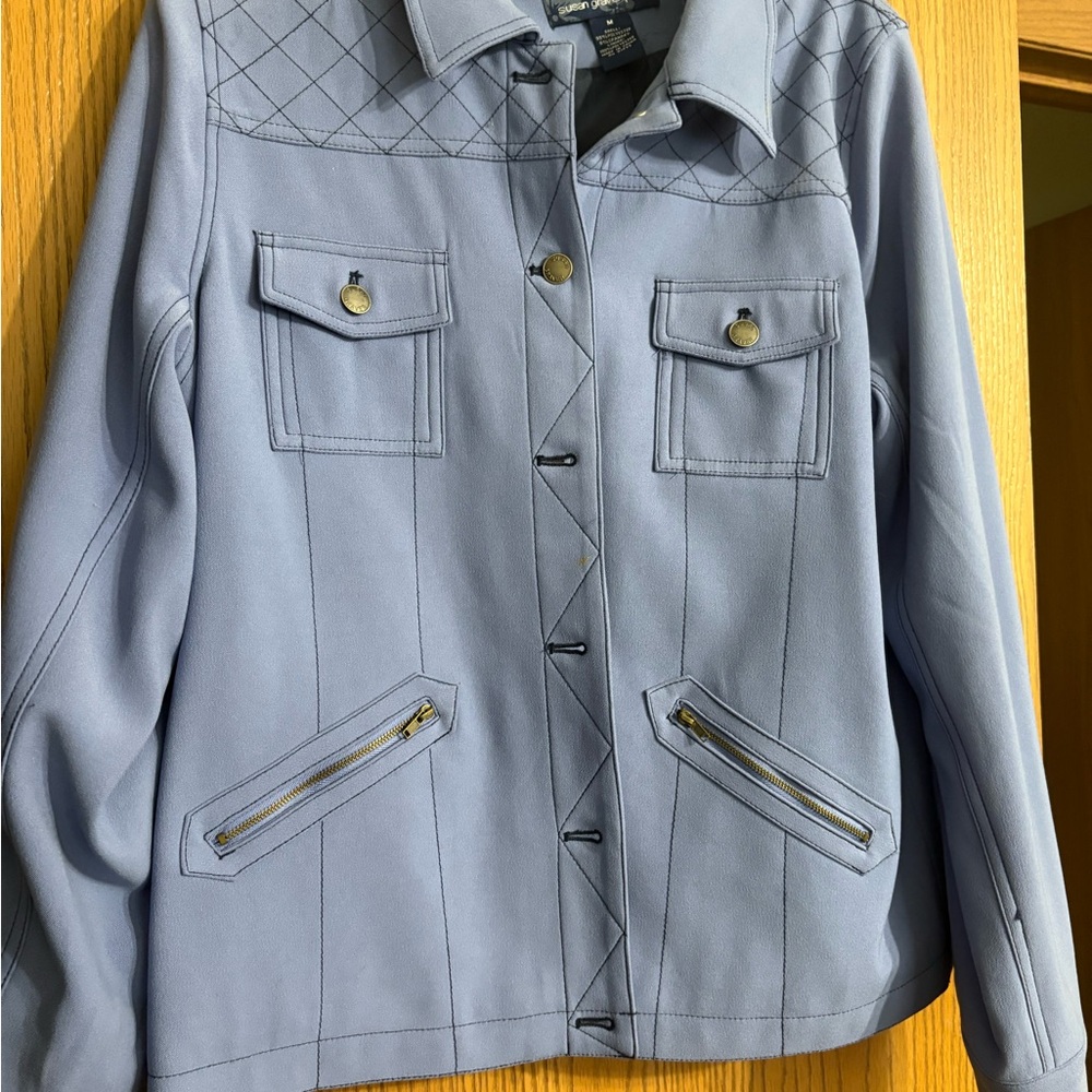Susan Graver Light Blue Utility Jacket